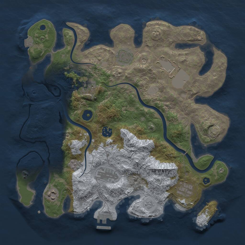 Rust Map: Procedural Map, Size: 3500, Seed: 8427, 13 Monuments