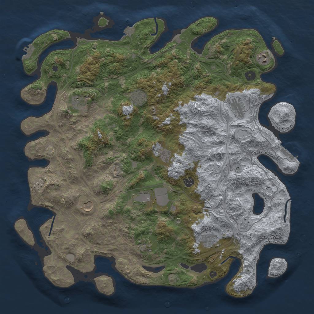 Rust Map: Procedural Map, Size: 4500, Seed: 1249918943, 19 Monuments