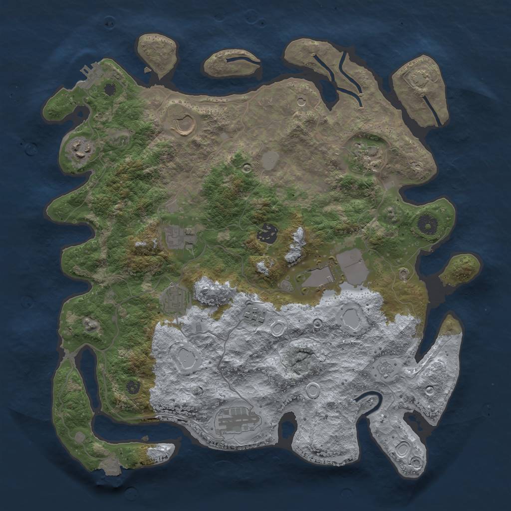 Rust Map: Procedural Map, Size: 3750, Seed: 386473, 16 Monuments