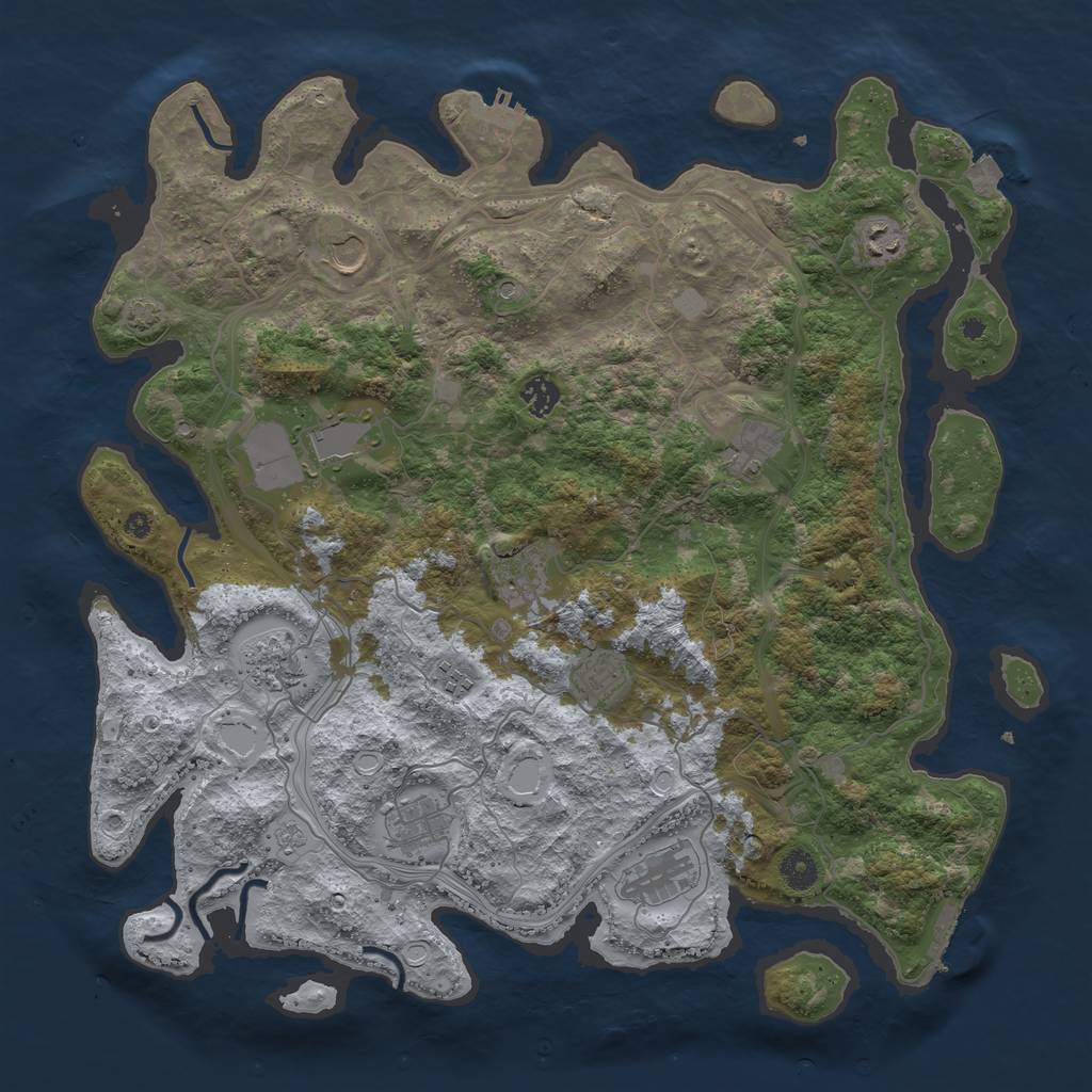 Rust Map: Procedural Map, Size: 4250, Seed: 434663774, 19 Monuments