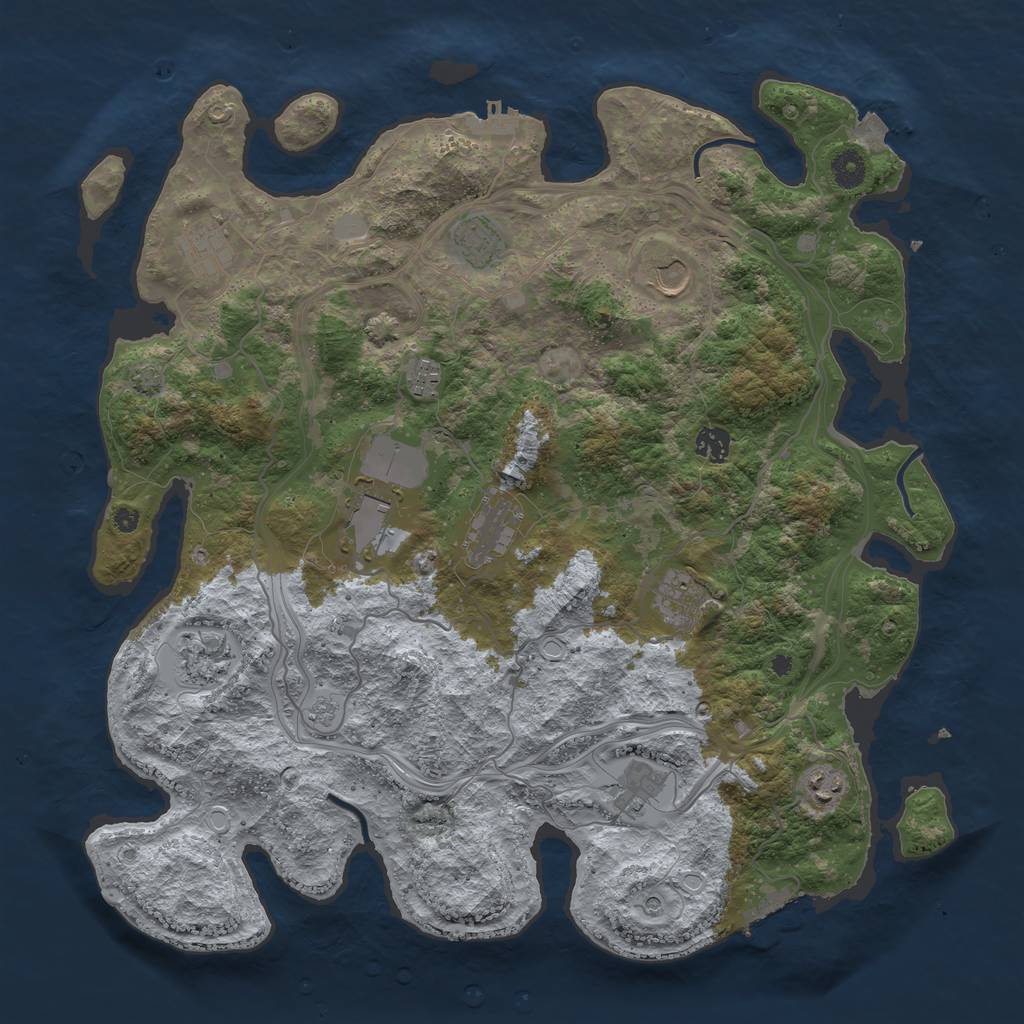 Rust Map: Procedural Map, Size: 4250, Seed: 52743222, 19 Monuments