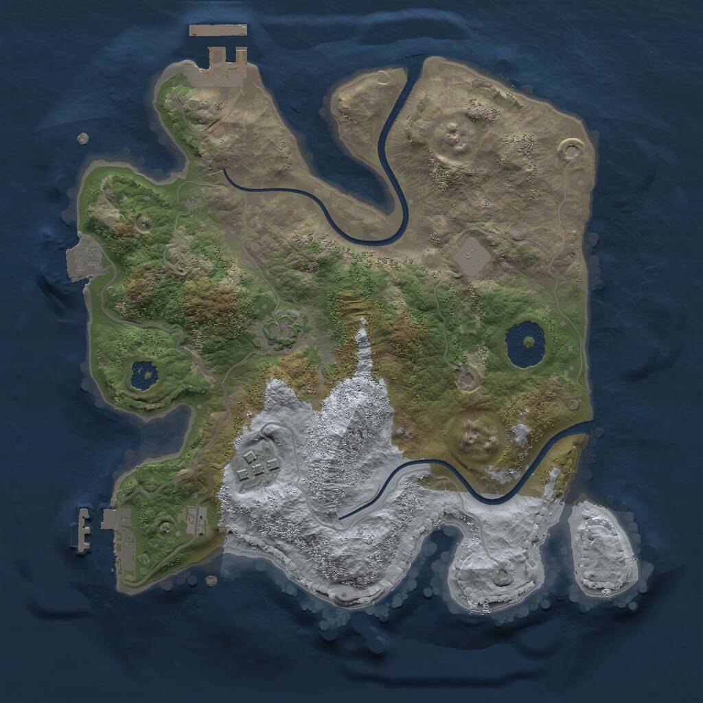 Rust Map: Procedural Map, Size: 2450, Seed: 86469, 5 Monuments