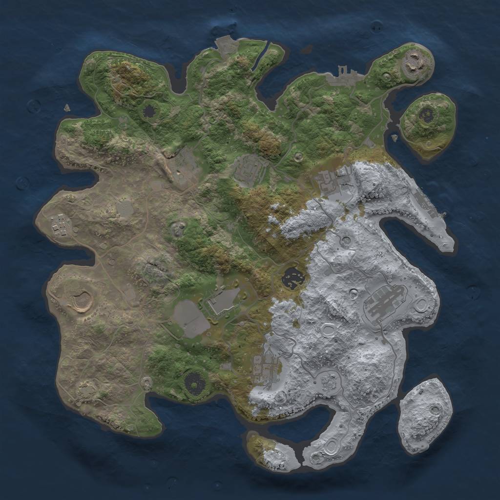 Rust Map: Procedural Map, Size: 3500, Seed: 832681311, 18 Monuments