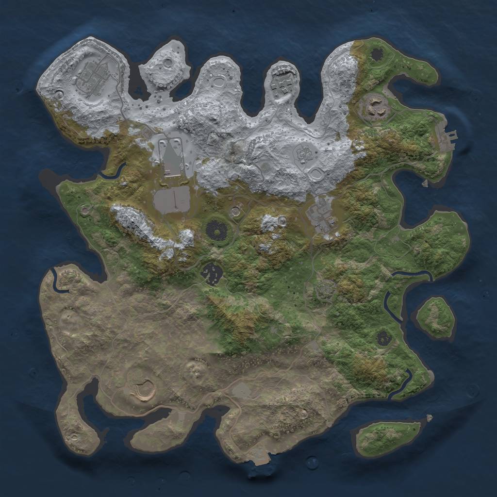 Rust Map: Procedural Map, Size: 3500, Seed: 1465863005, 14 Monuments