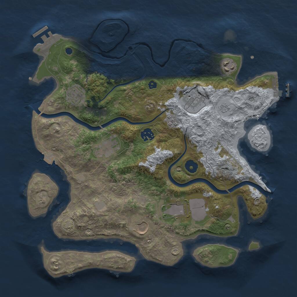 Rust Map: Procedural Map, Size: 3500, Seed: 5680525, 14 Monuments