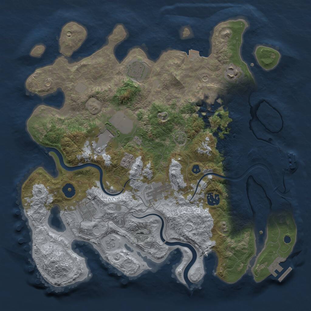 Rust Map: Procedural Map, Size: 3500, Seed: 353993596, 14 Monuments