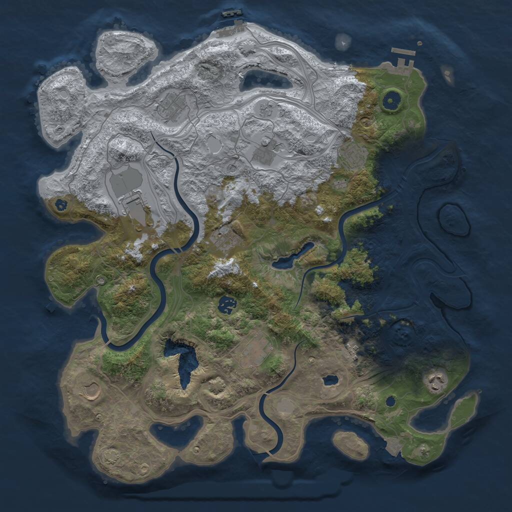 Rust Map: Procedural Map, Size: 4250, Seed: 1283834396, 16 Monuments