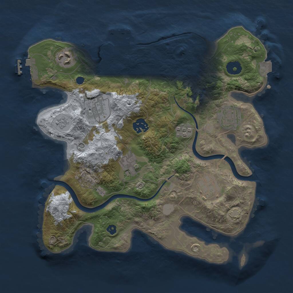 Rust Map: Procedural Map, Size: 3000, Seed: 822579, 13 Monuments