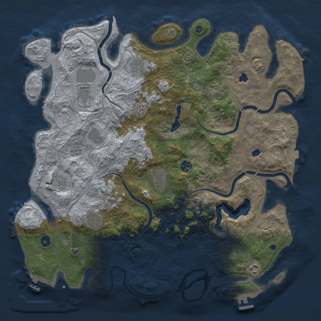 Rust Map: Procedural Map, Size: 4500, Seed: 412809360, 16 Monuments