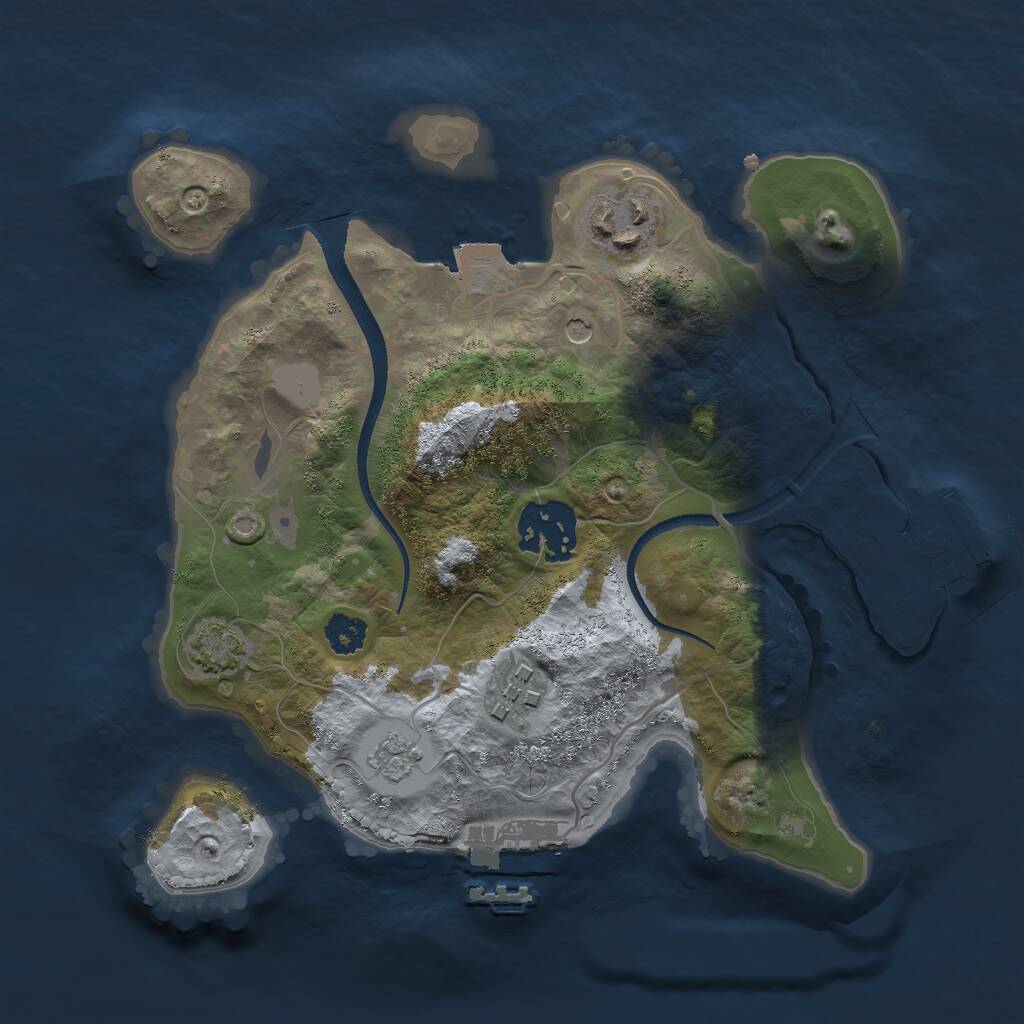Rust Map: Procedural Map, Size: 2500, Seed: 8615370, 9 Monuments