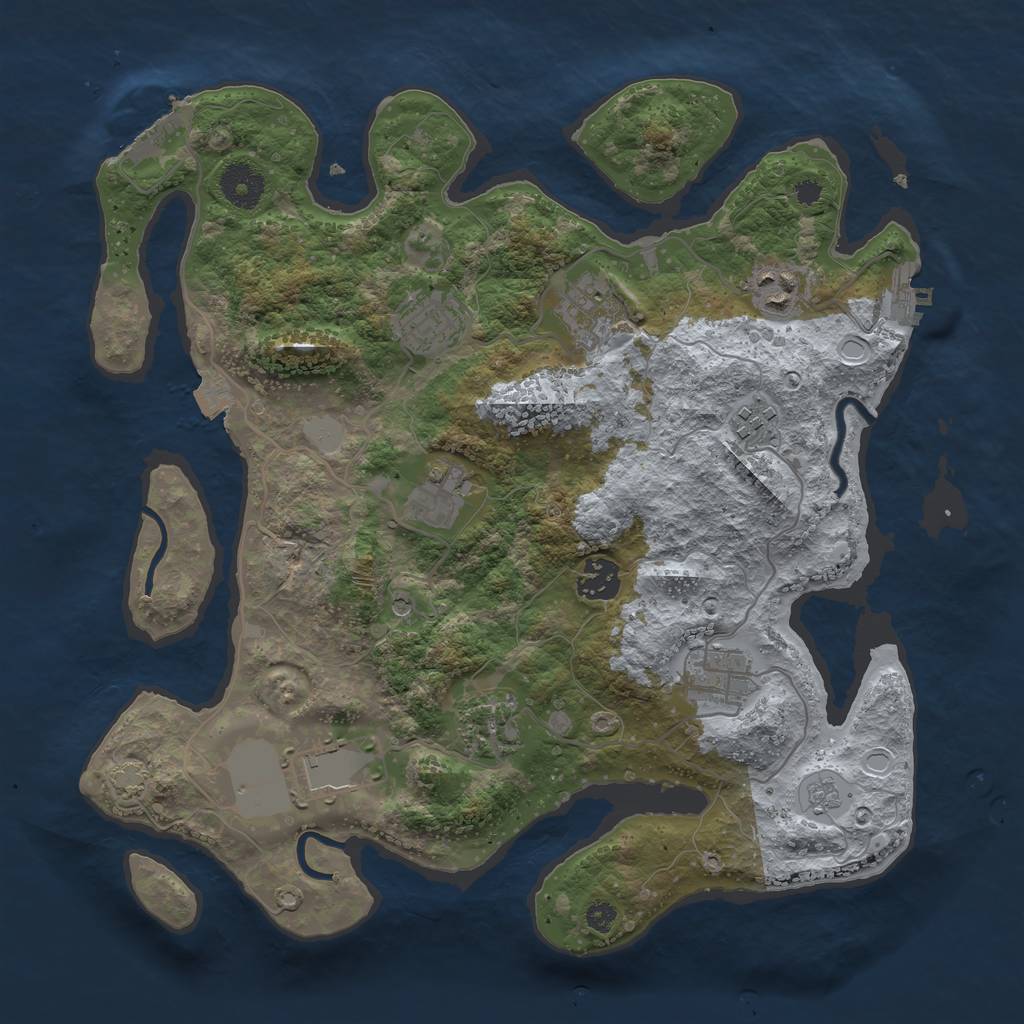 Rust Map: Procedural Map, Size: 3500, Seed: 32482343, 17 Monuments