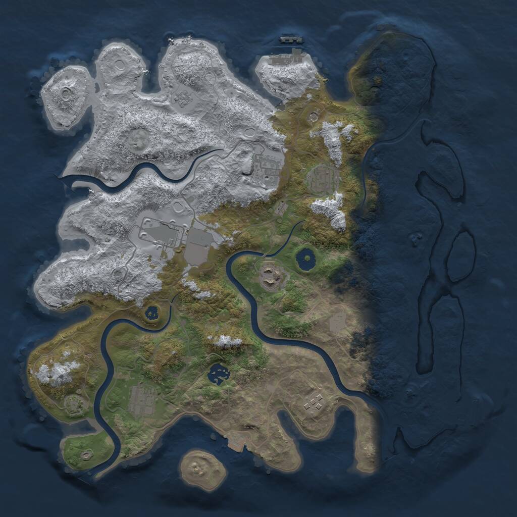 Rust Map: Procedural Map, Size: 3750, Seed: 1371091632, 13 Monuments