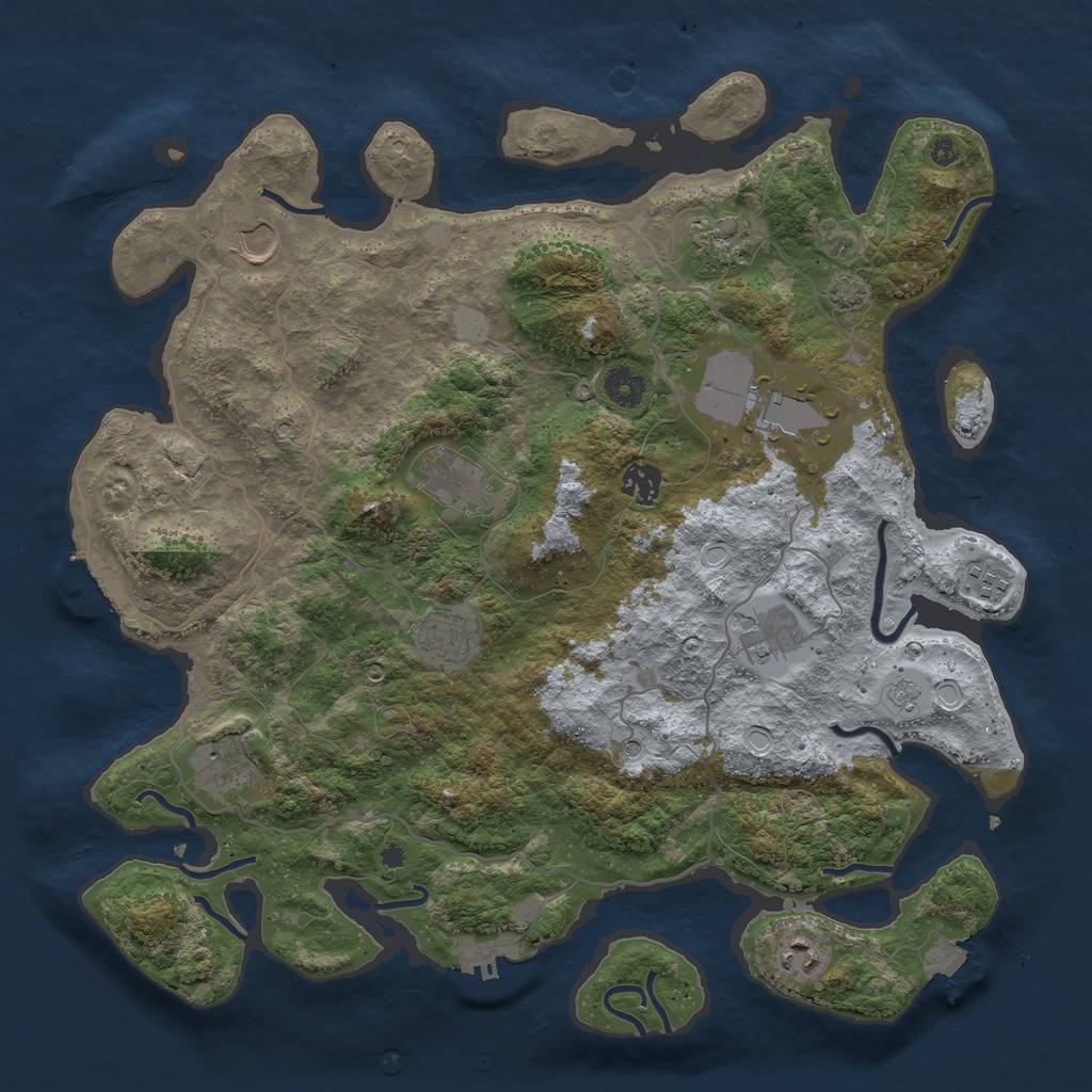Rust Map: Procedural Map, Size: 4000, Seed: 1263065745, 18 Monuments