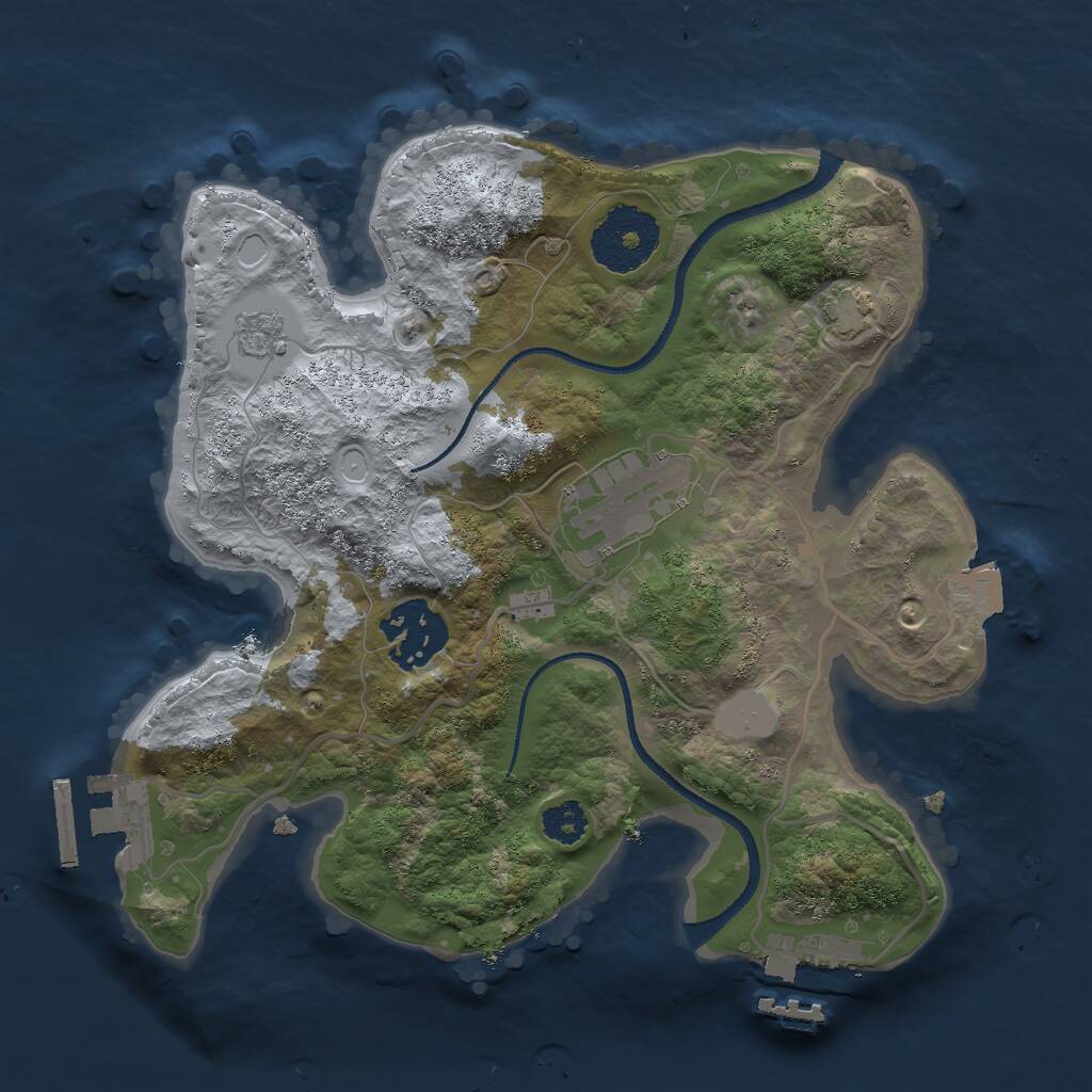 Rust Map: Procedural Map, Size: 2500, Seed: 1416541985, 7 Monuments