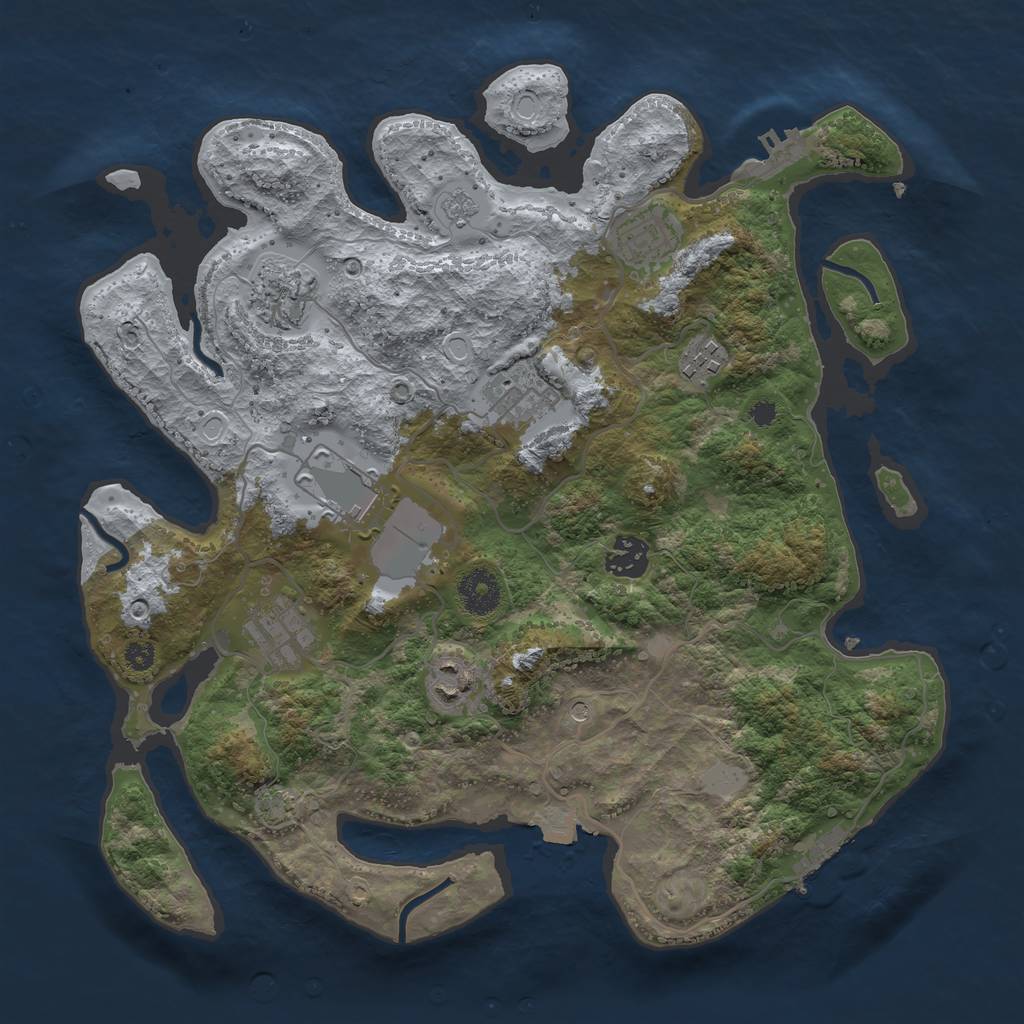 Rust Map: Procedural Map, Size: 3500, Seed: 893516208, 16 Monuments