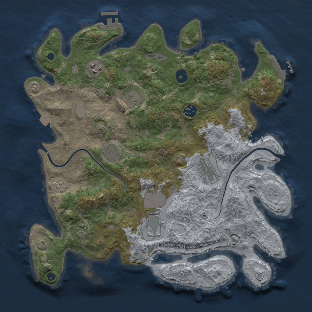 Rust Map: Procedural Map, Size: 3700, Seed: 926586755, 13 Monuments