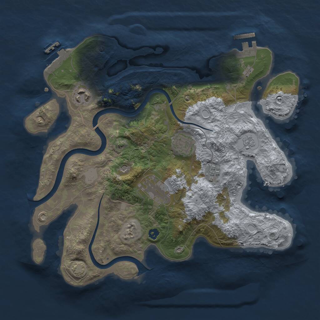 Rust Map: Procedural Map, Size: 3000, Seed: 30688, 10 Monuments