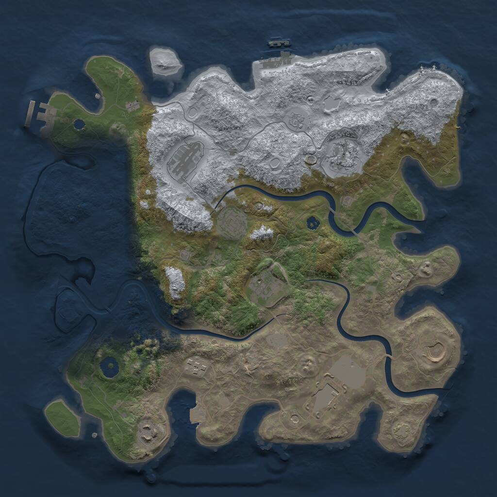 Rust Map: Procedural Map, Size: 3789, Seed: 1, 14 Monuments