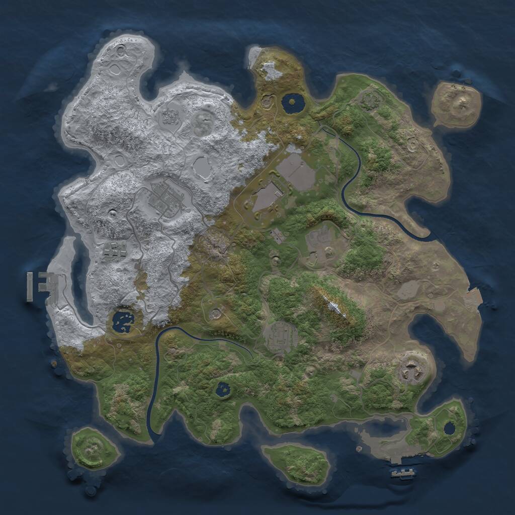 Rust Map: Procedural Map, Size: 3500, Seed: 1425030848, 13 Monuments