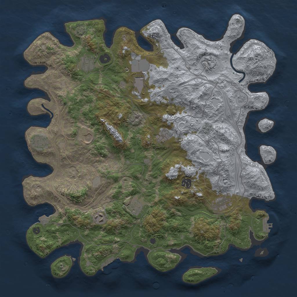 Rust Map: Procedural Map, Size: 4300, Seed: 3500000, 19 Monuments