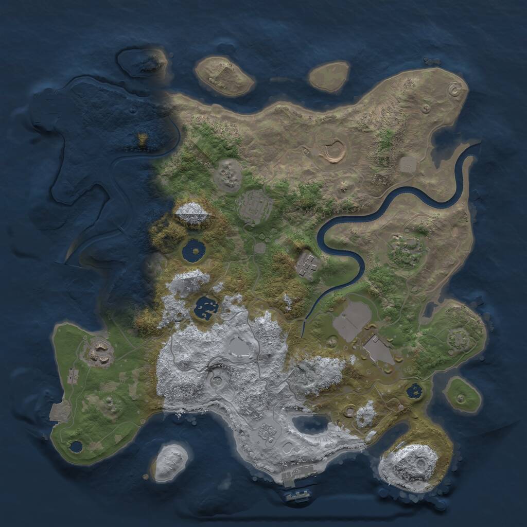 Rust Map: Procedural Map, Size: 3500, Seed: 22122023, 13 Monuments