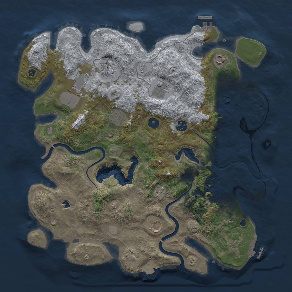 Rust Map: Procedural Map, Size: 4000, Seed: 1140691273, 14 Monuments