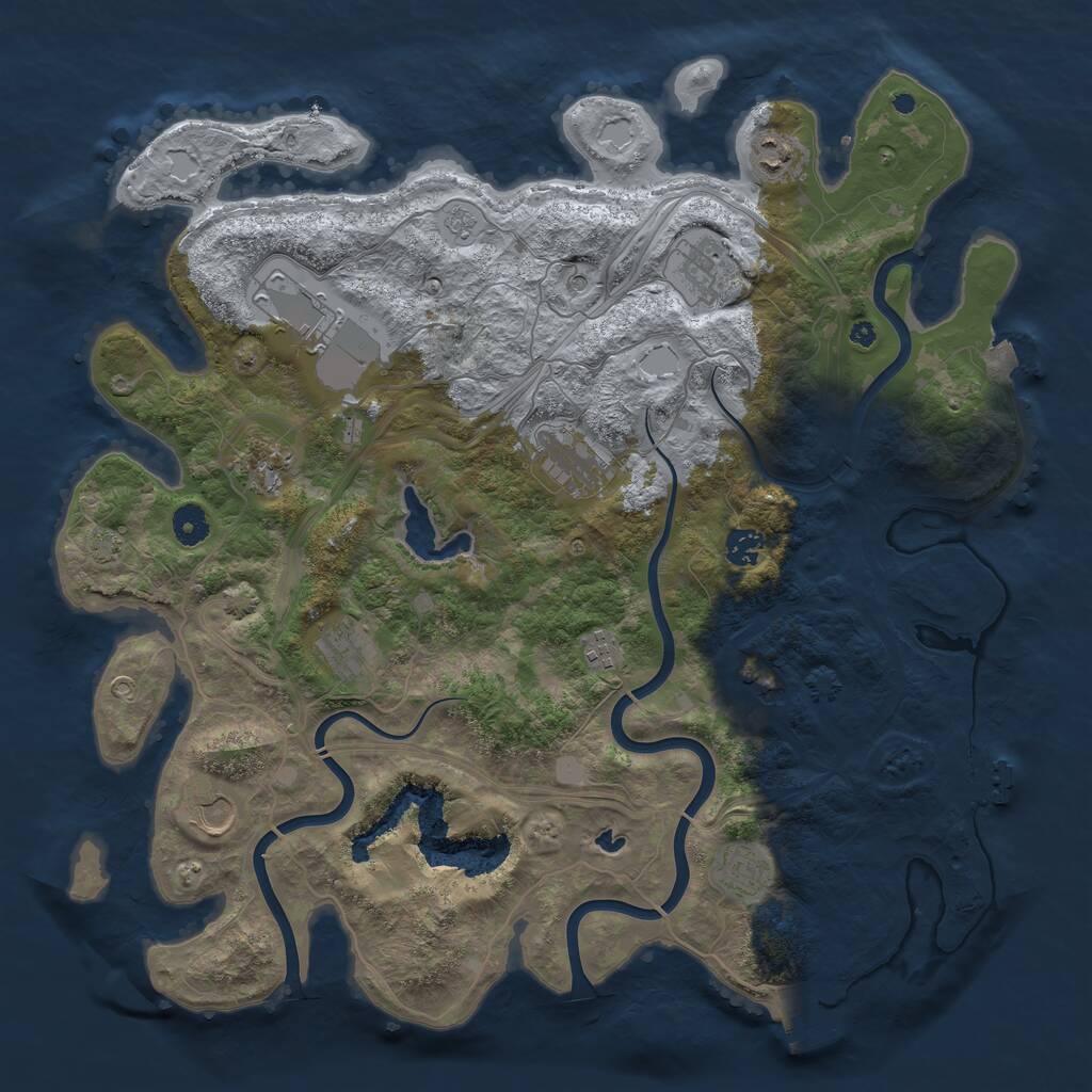 Rust Map: Procedural Map, Size: 4250, Seed: 2143147062, 17 Monuments