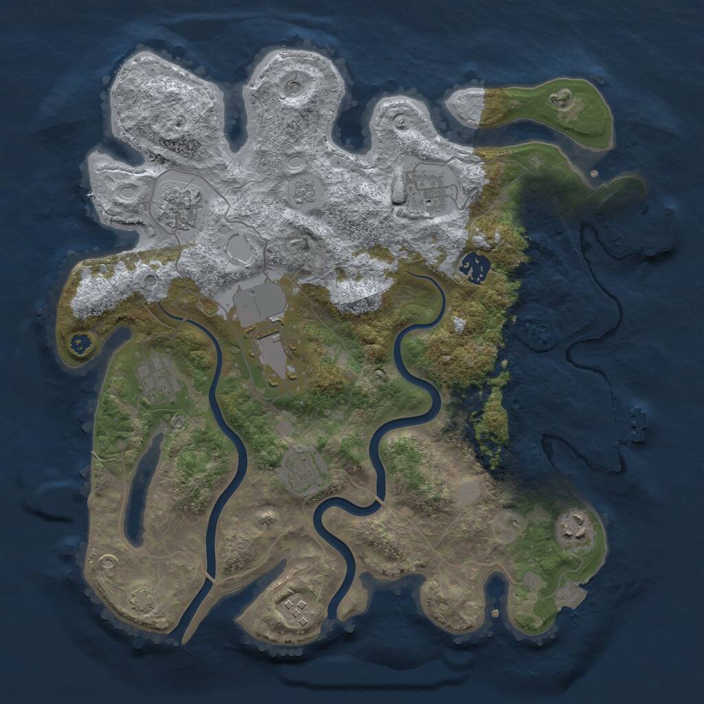 Rust Map: Procedural Map, Size: 3555, Seed: 389645082, 14 Monuments