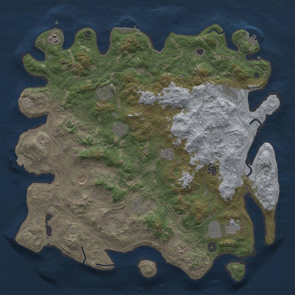 Rust Map: Procedural Map, Size: 4500, Seed: 1195466105, 19 Monuments