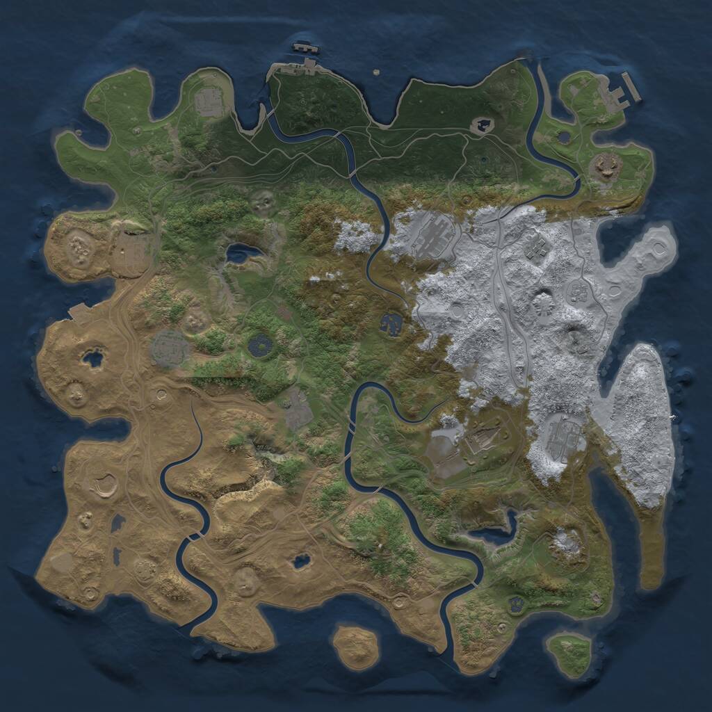 Rust Map: Procedural Map, Size: 4500, Seed: 1195466105, 17 Monuments