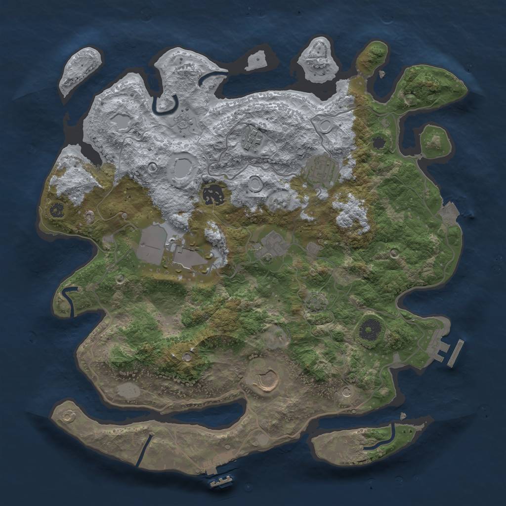 Rust Map: Procedural Map, Size: 3500, Seed: 1034134914, 14 Monuments