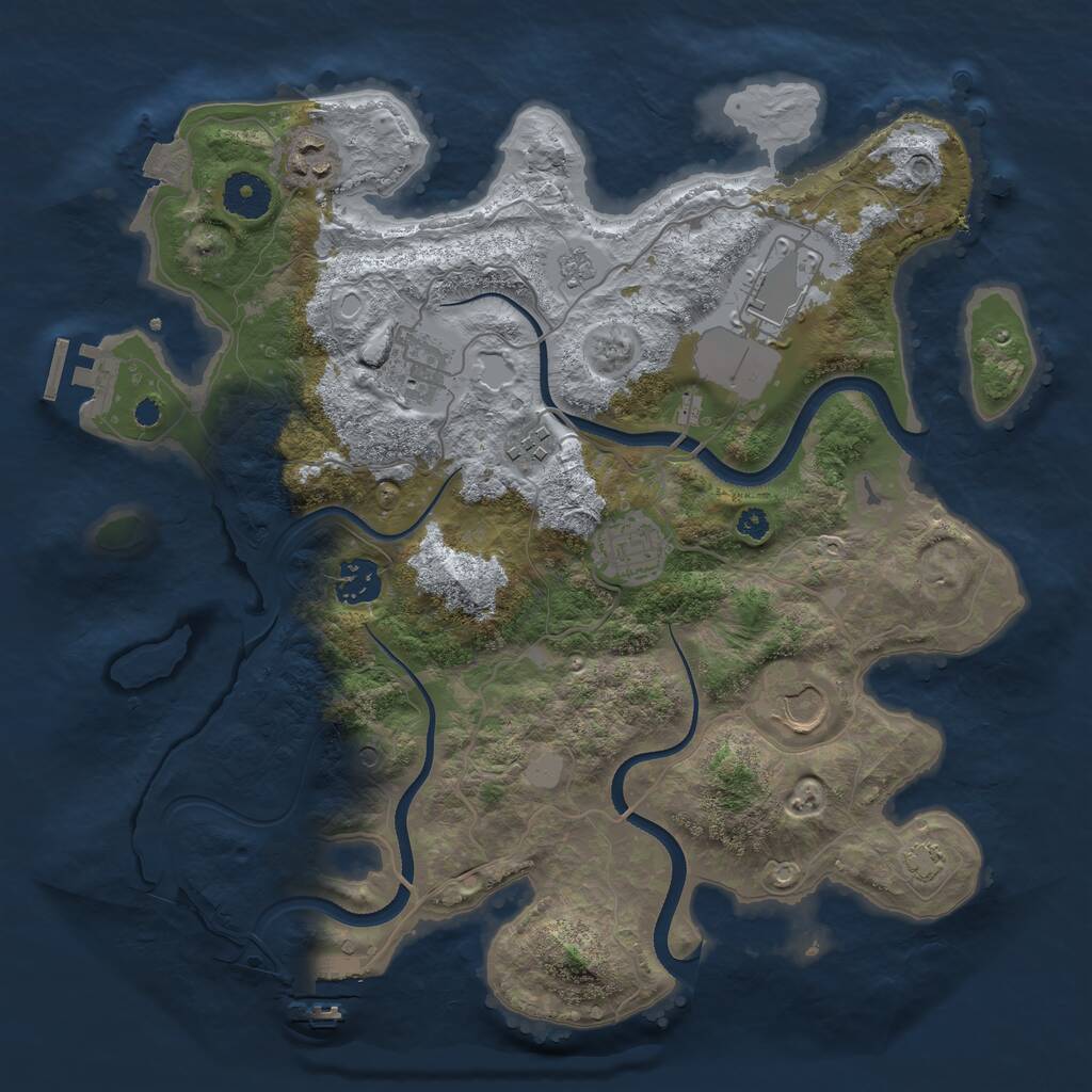 Rust Map: Procedural Map, Size: 3500, Seed: 1831453182, 13 Monuments