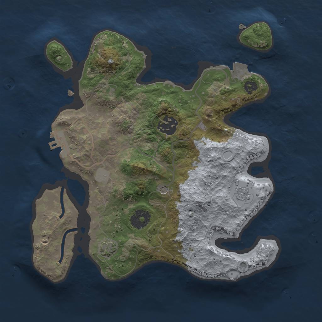 Rust Map: Procedural Map, Size: 2500, Seed: 4206969, 8 Monuments