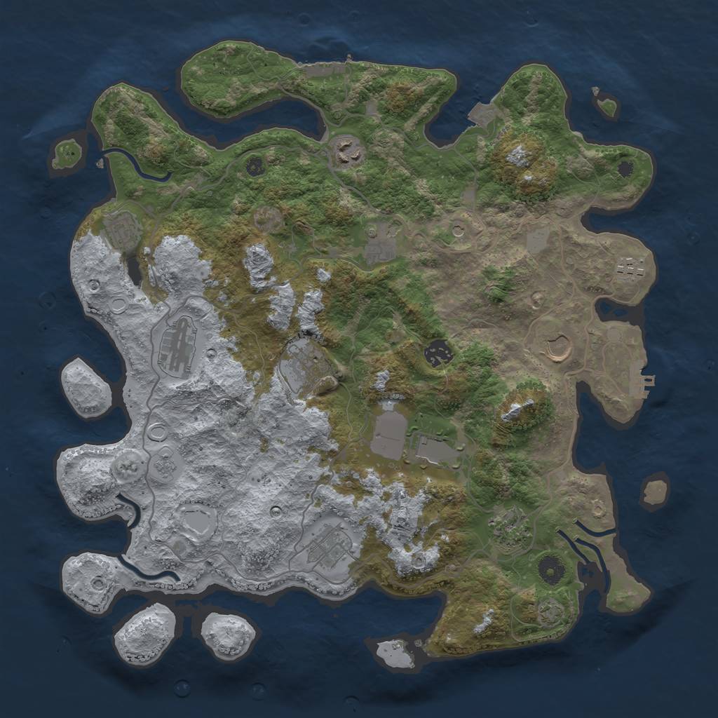 Rust Map: Procedural Map, Size: 4000, Seed: 563753524, 19 Monuments