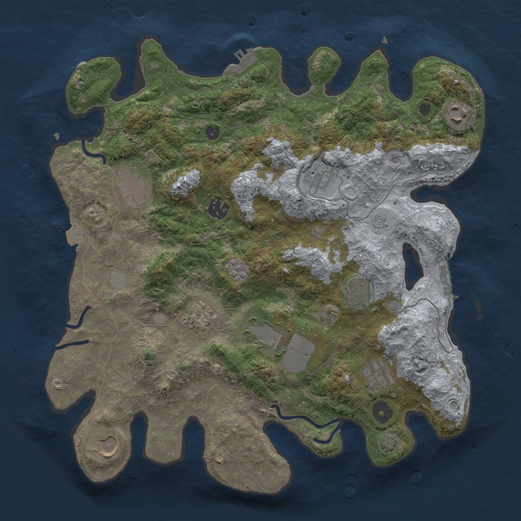 Rust Map: Procedural Map, Size: 3750, Seed: 549796, 18 Monuments