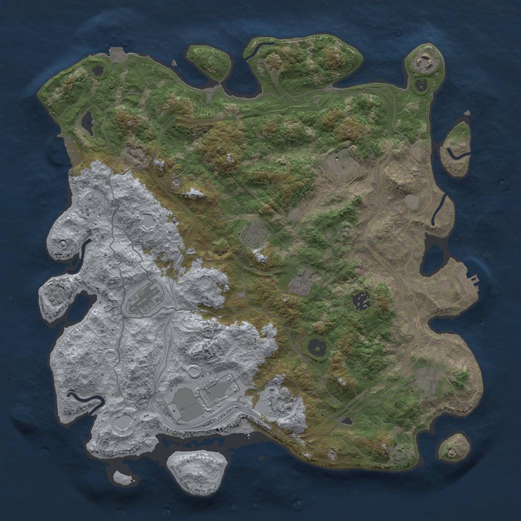 Rust Map: Procedural Map, Size: 4250, Seed: 17528485, 18 Monuments