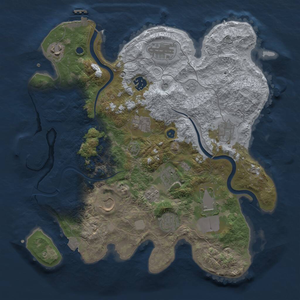 Rust Map: Procedural Map, Size: 3500, Seed: 7544785, 16 Monuments
