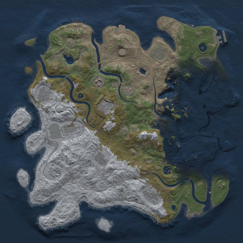 Rust Map: Procedural Map, Size: 4250, Seed: 662894798, 16 Monuments