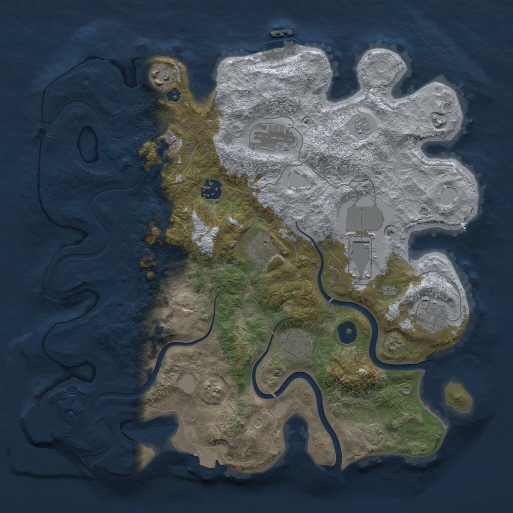 Rust Map: Procedural Map, Size: 3700, Seed: 1988921916, 14 Monuments