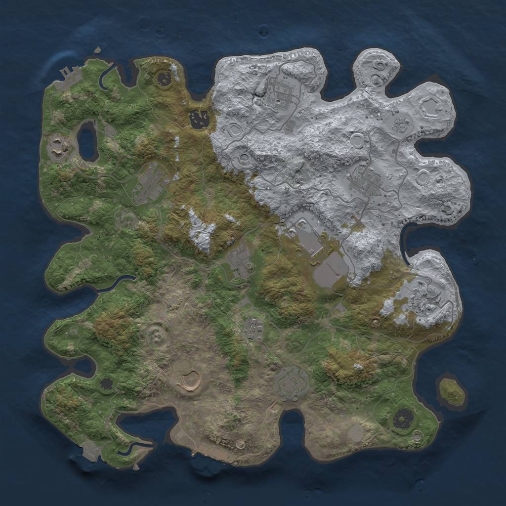 Rust Map: Procedural Map, Size: 3700, Seed: 1988921916, 19 Monuments