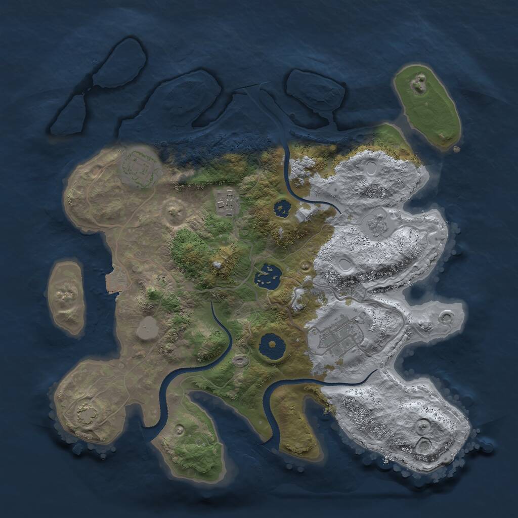 Rust Map: Procedural Map, Size: 3000, Seed: 1027947690, 7 Monuments