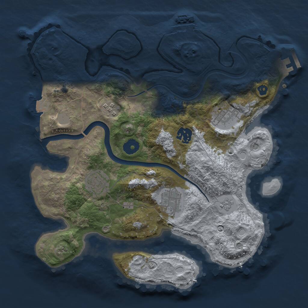 Rust Map: Procedural Map, Size: 3000, Seed: 1890940774, 10 Monuments