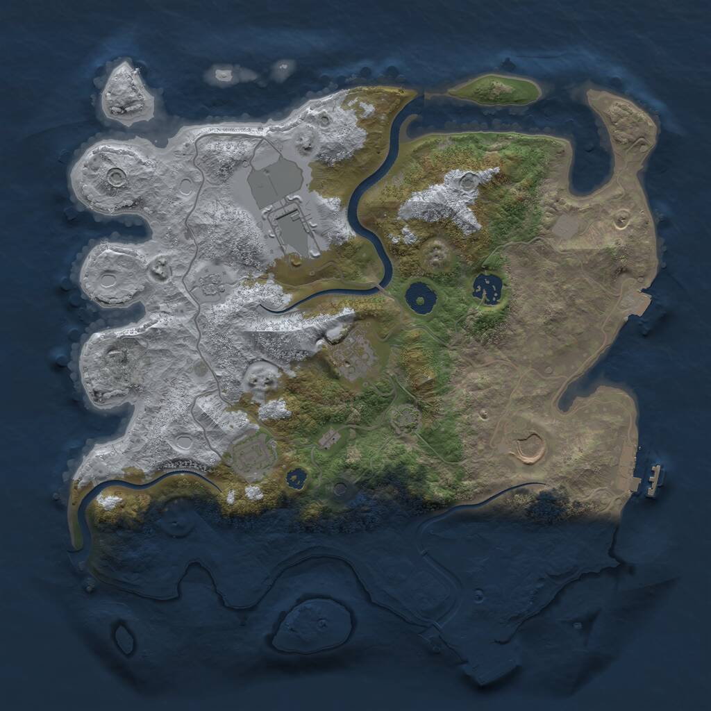Rust Map: Procedural Map, Size: 3500, Seed: 1474234849, 11 Monuments