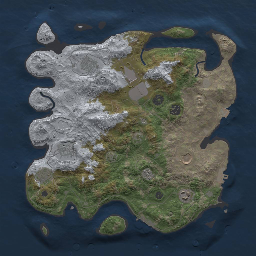 Rust Map: Procedural Map, Size: 3500, Seed: 1474234849, 16 Monuments