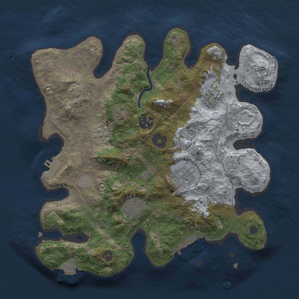 Rust Map: Procedural Map, Size: 3000, Seed: 19464, 13 Monuments