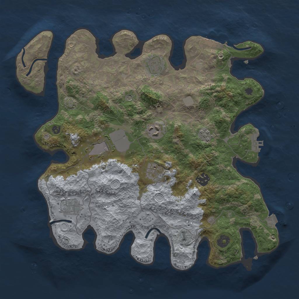 Rust Map: Procedural Map, Size: 3500, Seed: 498615, 15 Monuments