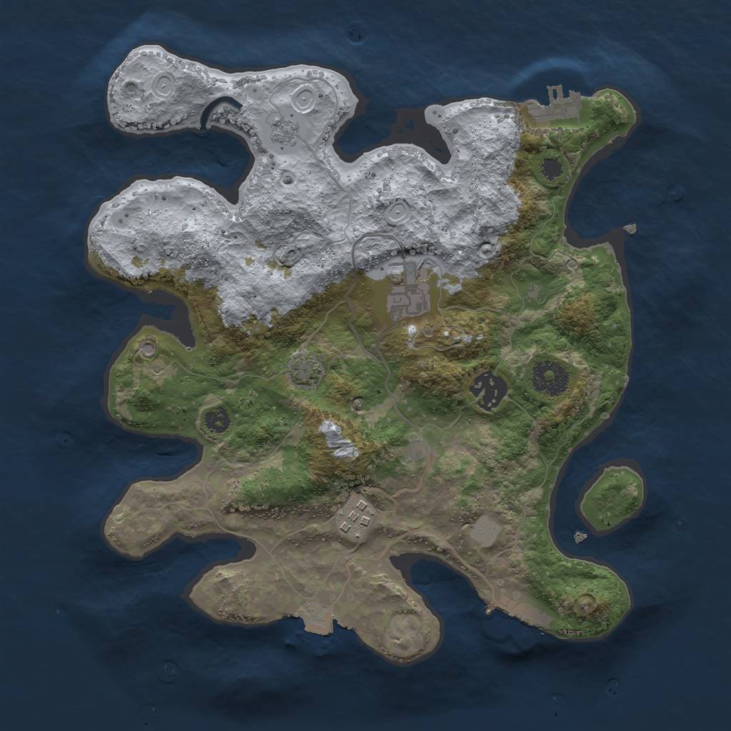 Rust Map: Procedural Map, Size: 3000, Seed: 2416, 10 Monuments