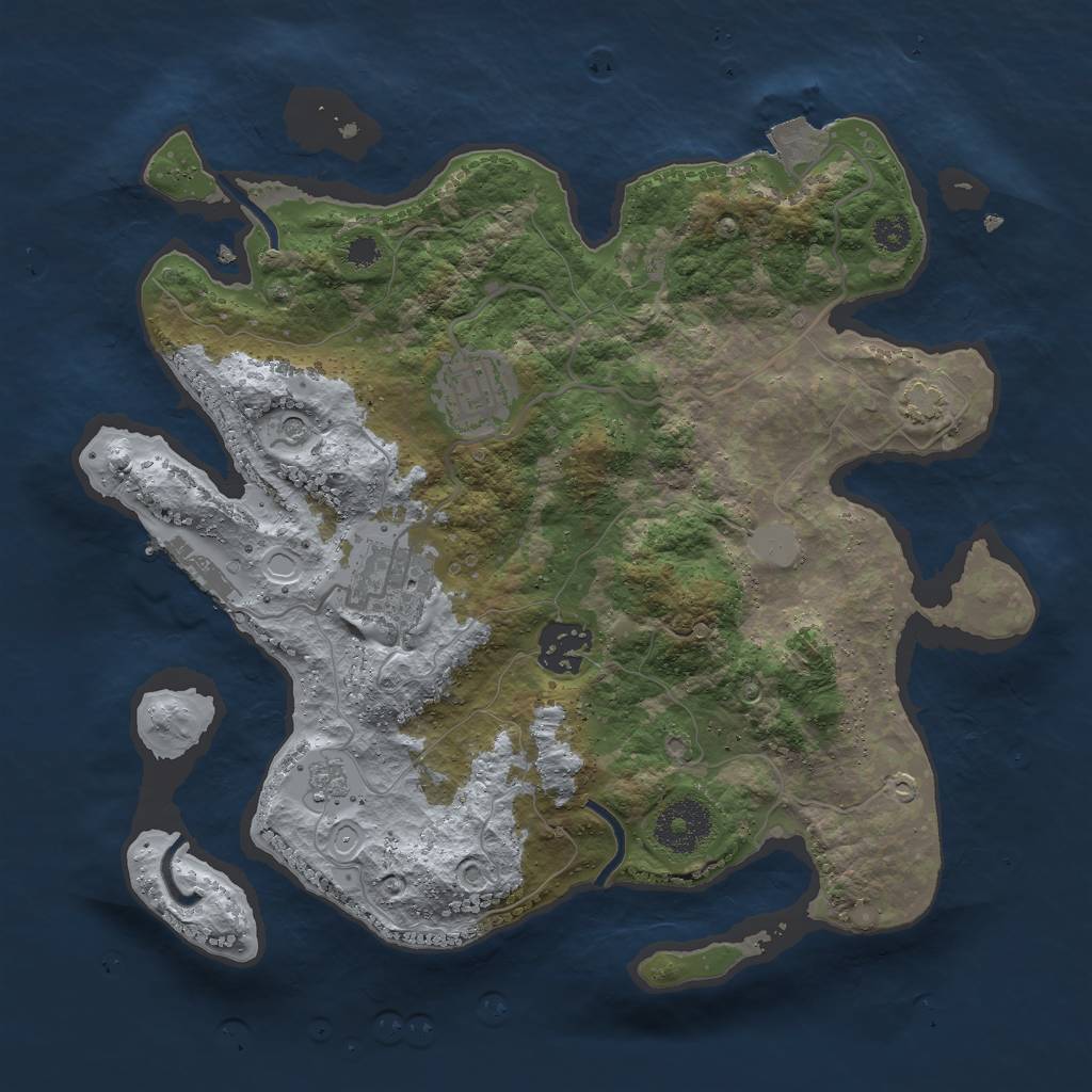 Rust Map: Procedural Map, Size: 3000, Seed: 1806775942, 10 Monuments