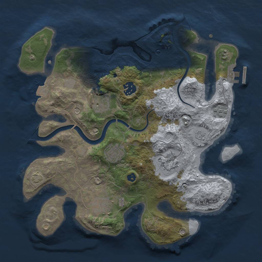 Rust Map: Procedural Map, Size: 3000, Seed: 427894, 11 Monuments
