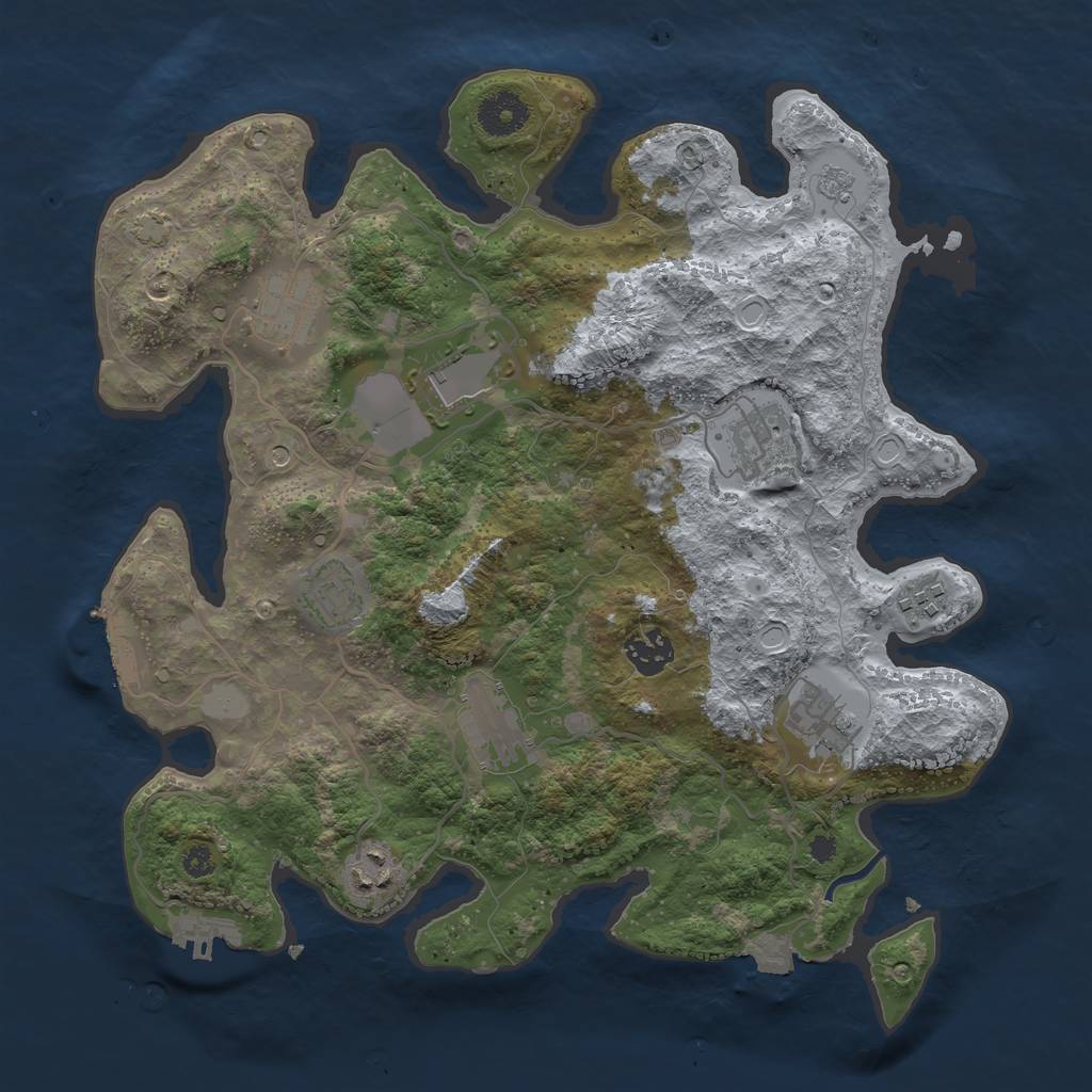 Rust Map: Procedural Map, Size: 3500, Seed: 5376969, 17 Monuments
